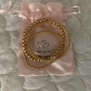 14k Gold filled beads bracelets. Set of three